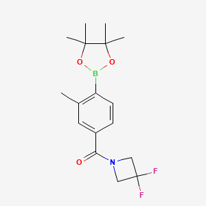 molecular formula C17H22BF2NO3 B8159488 (3,3-Difluoroazetidin-1-yl)(3-methyl-4-(4,4,5,5-tetramethyl-1,3,2-dioxaborolan-2-yl)phenyl)methanone 