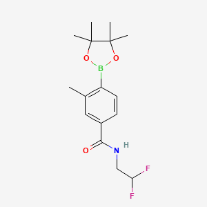 molecular formula C16H22BF2NO3 B8159496 N-(2,2-Difluoroethyl)-3-methyl-4-(4,4,5,5-tetramethyl-1,3,2-dioxaborolan-2-yl)benzamide 