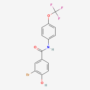 molecular formula C14H9BrF3NO3 B8159553 3-Bromo-4-hydroxy-N-(4-(trifluoromethoxy)phenyl)benzamide 