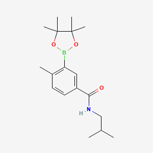 molecular formula C18H28BNO3 B8159659 N-Isobutyl-4-methyl-3-(4,4,5,5-tetramethyl-1,3,2-dioxaborolan-2-yl)benzamide 