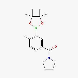molecular formula C18H26BNO3 B8159664 (4-Methyl-3-(4,4,5,5-tetramethyl-1,3,2-dioxaborolan-2-yl)phenyl)(pyrrolidin-1-yl)methanone 