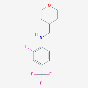 molecular formula C13H15F3INO B8159702 2-Iodo-N-((tetrahydro-2H-pyran-4-yl)methyl)-4-(trifluoromethyl)aniline 