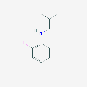 molecular formula C11H16IN B8159726 2-Iodo-N-isobutyl-4-methylaniline 