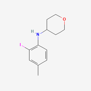 molecular formula C12H16INO B8159735 N-(2-Iodo-4-methylphenyl)tetrahydro-2H-pyran-4-amine 