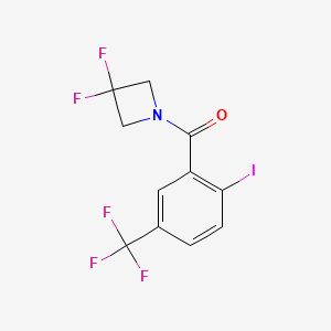 molecular formula C11H7F5INO B8159774 (3,3-Difluoroazetidin-1-yl)(2-iodo-5-(trifluoromethyl)phenyl)methanone 