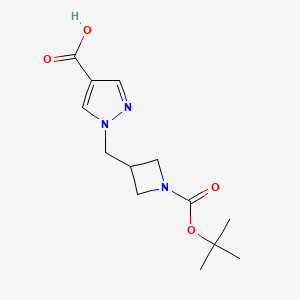 molecular formula C13H19N3O4 B8159825 1-((1-(tert-Butoxycarbonyl)azetidin-3-yl)methyl)-1H-pyrazole-4-carboxylic acid 