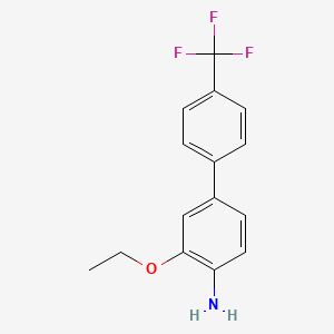 molecular formula C15H14F3NO B8159906 3-Ethoxy-4'-(trifluoromethyl)-[1,1'-biphenyl]-4-amine 