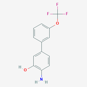 molecular formula C13H10F3NO2 B8159919 4-Amino-3'-(trifluoromethoxy)-[1,1'-biphenyl]-3-ol 