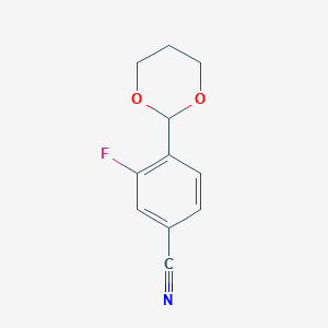 molecular formula C11H10FNO2 B8159994 4-(1,3-Dioxan-2-yl)-3-fluorobenzonitrile 
