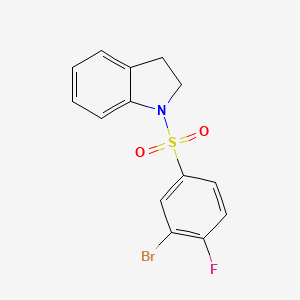 molecular formula C14H11BrFNO2S B8160034 1-(3-Bromo-4-fluorophenylsulfonyl)indoline 