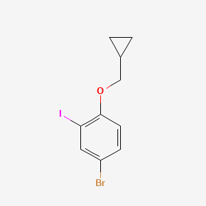 molecular formula C10H10BrIO B8160043 4-Bromo-1-(cyclopropylmethoxy)-2-iodobenzene 