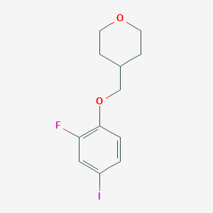 molecular formula C12H14FIO2 B8160171 4-((2-Fluoro-4-iodophenoxy)methyl)tetrahydro-2H-pyran 