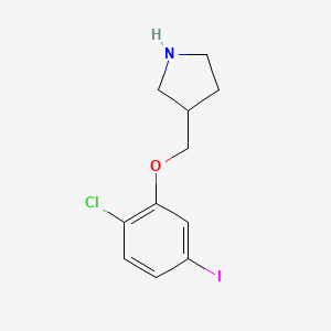 molecular formula C11H13ClINO B8160239 3-((2-Chloro-5-iodophenoxy)methyl)pyrrolidine 