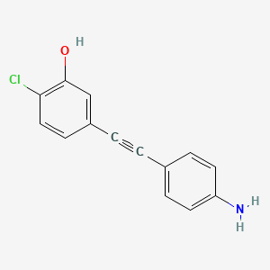 molecular formula C14H10ClNO B8160244 5-((4-Aminophenyl)ethynyl)-2-chlorophenol 