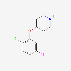 molecular formula C11H13ClINO B8160248 4-(2-Chloro-5-iodo-phenoxy)-piperidine 