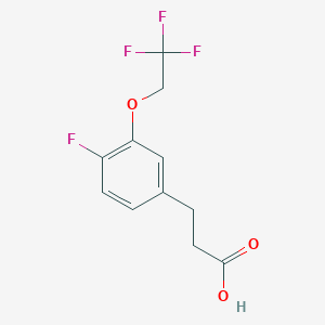 molecular formula C11H10F4O3 B8160280 3-(4-Fluoro-3-(2,2,2-trifluoroethoxy)phenyl)propanoic acid 