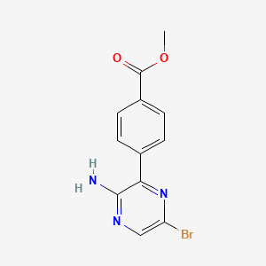 molecular formula C12H10BrN3O2 B8160434 Methyl 4-(3-amino-6-bromopyrazin-2-yl)benzoate 