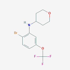 molecular formula C12H13BrF3NO2 B8160509 (2-Bromo-5-trifluoromethoxyphenyl)-(tetrahydropyran-4-yl)-amine 