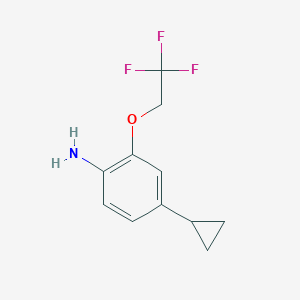 molecular formula C11H12F3NO B8160519 4-Cyclopropyl-2-(2,2,2-trifluoroethoxy)aniline 