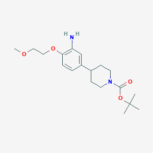 molecular formula C19H30N2O4 B8160546 tert-Butyl 4-(3-amino-4-(2-methoxyethoxy)phenyl)piperidine-1-carboxylate 