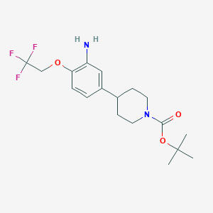 molecular formula C18H25F3N2O3 B8160548 tert-Butyl 4-(3-amino-4-(2,2,2-trifluoroethoxy)phenyl)piperidine-1-carboxylate 