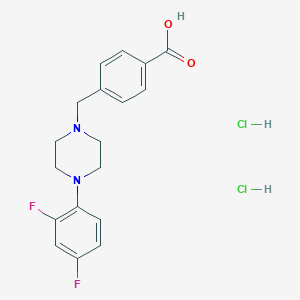 molecular formula C18H20Cl2F2N2O2 B8160554 4-((4-(2,4-Difluorophenyl)piperazin-1-yl)methyl)benzoic acid dihydrochloride 