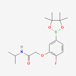molecular formula C17H25BFNO4 B8160650 2-(2-Fluoro-5-(4,4,5,5-tetramethyl-1,3,2-dioxaborolan-2-yl)phenoxy)-N-isopropylacetamide 
