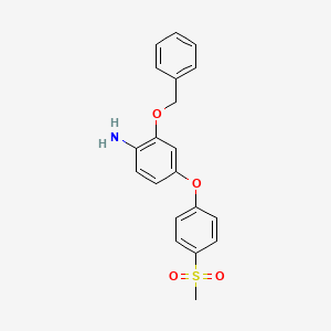 molecular formula C20H19NO4S B8160658 2-(Benzyloxy)-4-[4-(methylsulfonyl)phenoxy]aniline 