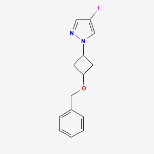 molecular formula C14H15IN2O B8160783 1-(3-(benzyloxy)cyclobutyl)-4-iodo-1H-pyrazole 
