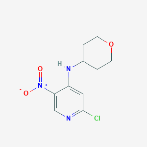 molecular formula C10H12ClN3O3 B8160796 2-Chloro-5-nitro-N-(tetrahydro-2H-pyran-4-yl)pyridin-4-amine 