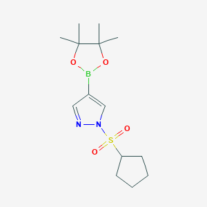 molecular formula C14H23BN2O4S B8160807 1-(Cyclopentylsulfonyl)-4-(4,4,5,5-tetramethyl-1,3,2-dioxaborolan-2-yl)-1H-pyrazole 
