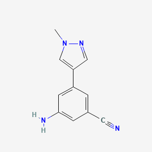 molecular formula C11H10N4 B8160822 3-amino-5-(1-methyl-1H-pyrazol-4-yl)benzonitrile 