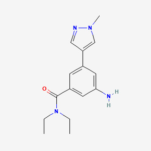 molecular formula C15H20N4O B8160846 3-Amino-N,N-diethyl-5-(1-methyl-1H-pyrazol-4-yl)benzamide 