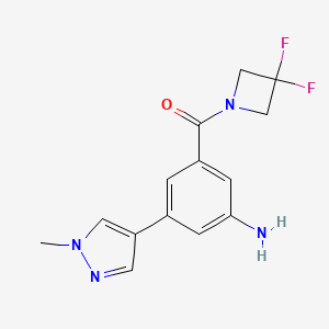molecular formula C14H14F2N4O B8160848 (3-Amino-5-(1-methyl-1H-pyrazol-4-yl)phenyl)(3,3-difluoroazetidin-1-yl)methanone 