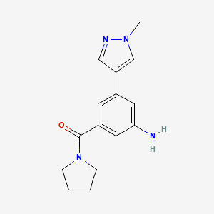 molecular formula C15H18N4O B8160853 (3-Amino-5-(1-methyl-1H-pyrazol-4-yl)phenyl)(pyrrolidin-1-yl)methanone 
