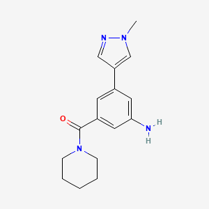 molecular formula C16H20N4O B8160861 (3-Amino-5-(1-methyl-1H-pyrazol-4-yl)phenyl)(piperidin-1-yl)methanone 