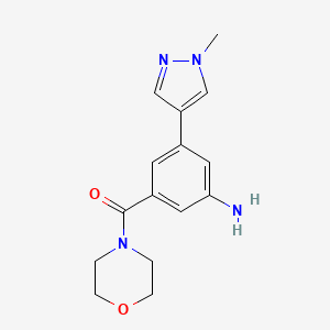 molecular formula C15H18N4O2 B8160869 (3-Amino-5-(1-methyl-1H-pyrazol-4-yl)phenyl)(morpholino)methanone 