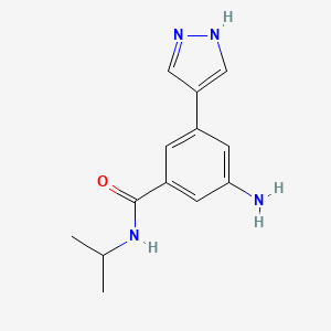 molecular formula C13H16N4O B8160874 3-Amino-N-isopropyl-5-(1H-pyrazol-4-yl)benzamide 