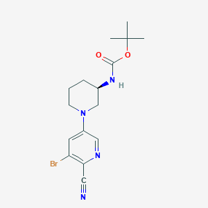 molecular formula C16H21BrN4O2 B8160941 (R)-tert-butyl 1-(5-bromo-6-cyanopyridin-3-yl)piperidin-3-ylcarbamate 