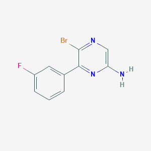 molecular formula C10H7BrFN3 B8160989 5-Bromo-6-(3-fluorophenyl)pyrazin-2-amine 