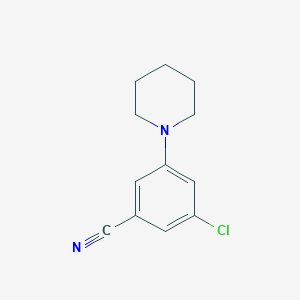 molecular formula C12H13ClN2 B8161008 3-Chloro-5-(piperidin-1-yl)benzonitrile 