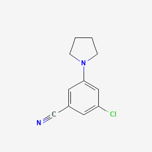 molecular formula C11H11ClN2 B8161013 3-Chloro-5-(pyrrolidin-1-yl)benzonitrile 
