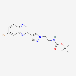 molecular formula C18H20BrN5O2 B8161052 tert-Butyl (2-(4-(7-bromoquinoxalin-2-yl)-1H-pyrazol-1-yl)ethyl)carbamate 