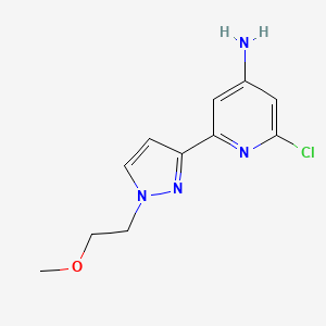molecular formula C11H13ClN4O B8161063 2-Chloro-6-(1-(2-methoxyethyl)-1H-pyrazol-3-yl)pyridin-4-amine 
