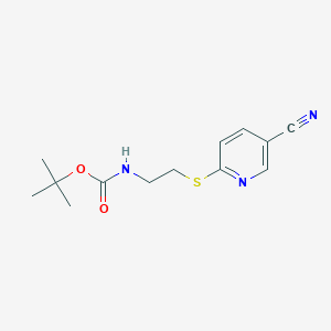 molecular formula C13H17N3O2S B8161076 tert-Butyl {2-[(5-cyanopyridin-2-yl)thio]ethyl}carbamate 
