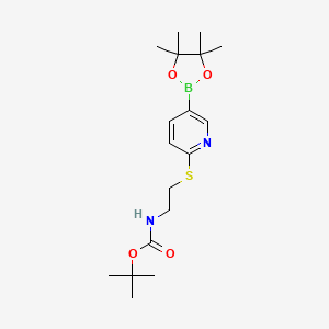 tert-Butyl (2-((5-(4,4,5,5-tetramethyl-1,3,2-dioxaborolan-2-yl)pyridin-2-yl)thio)ethyl)carbamate