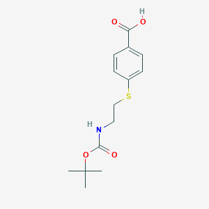 molecular formula C14H19NO4S B8161097 4-((2-((tert-Butoxycarbonyl)amino)ethyl)thio)benzoic acid 