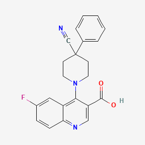 molecular formula C22H18FN3O2 B8161117 4-(4-Cyano-4-phenylpiperidin-1-yl)-6-fluoroquinoline-3-carboxylic acid 