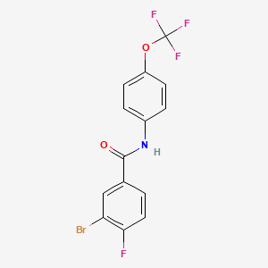 molecular formula C14H8BrF4NO2 B8161118 3-bromo-4-fluoro-N-(4-(trifluoromethoxy)phenyl)benzamide 