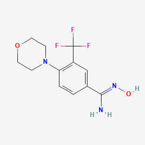 molecular formula C12H14F3N3O2 B8161128 N'-hydroxy-4-morpholino-3-(trifluoromethyl)benzimidamide 